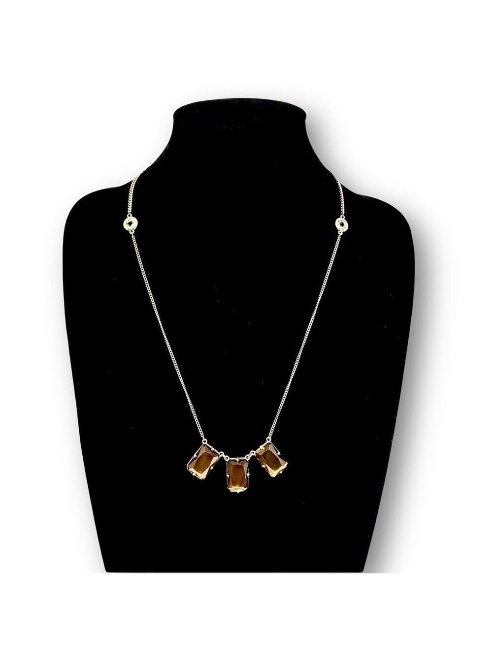J. Crew Canary Yellow 3-Stone Emerald-shaped Gemstone Brass Necklace​